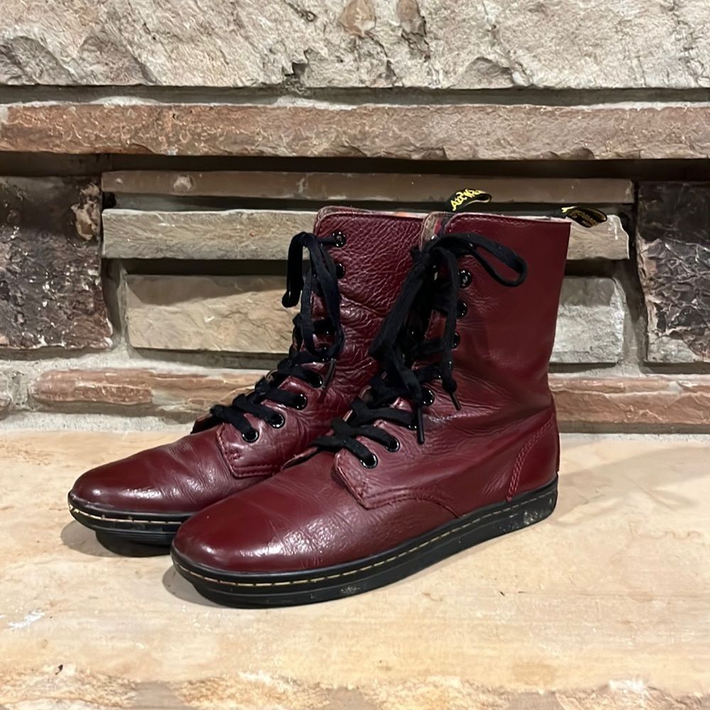 Dr. Martens Stratford Burgundy Leather Lace Up Boots